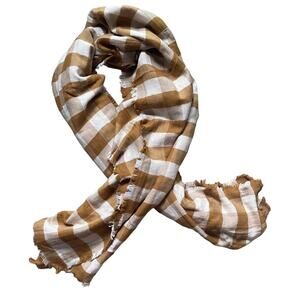 Ann Taylor Loft Mustard Buffalo Plaid Blanket Scarf